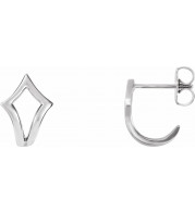 14K White Geometric J-Hoop Earrings - 86517605P