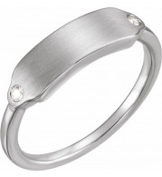 14K White .03 CTW Diamond 18x5 mm Rectangle Signet Ring - 122976600P