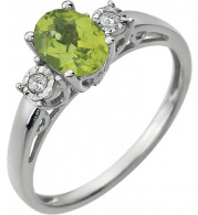 14K White Peridot & .04 CTW Diamond Ring - 651544100P
