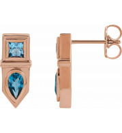 14K Rose Blue Multi-Gemstone Geometric Bar Drop Earrings - 87039606P