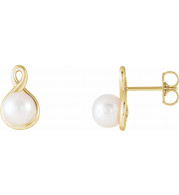 14K Yellow Pearl Earrings - 86726601P