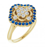 14K Yellow Blue Sapphire & 1/3 CTW Diamond Ring - 72037601P