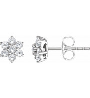 14K White 3/8 CTW Diamond Flower Earrings - 65284860001P