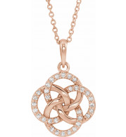 14K Rose 1/8 CTW Diamond Five-Fold Celtic Necklace - 86976607P