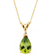 14K Yellow 10x7 mm Pear Peridot & .04 CT Diamond 18 Necklace - 6903261109P
