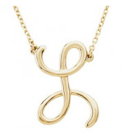 14K Yellow Script Initial L 16 Necklace - 84635236P