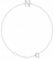 14K White .06 CTW Diamond Initial N 6-7 Bracelet - 65268960014P