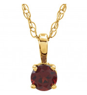 14K Yellow 3 mm Round Mozambique Garnet Youth Birthstone 14 Necklace - 2839370006P