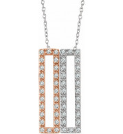 14K White & Rose 1/3 CTW Diamond Rectangle 16-18 Inch Necklace - 65231160002P