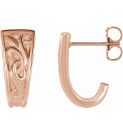 14K Rose Vintage-Inspired J-Hoop Earrings - 86732602P