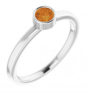 14K White 4 mm Round Citrine Ring - 718066043P