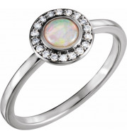 14K White Opal & .07 CTW Diamond Halo-Style Ring - 71821600P