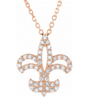14K Rose 1/5 CTW Diamond Fleur De Lis 16 Necklace - 6775384715P