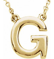 14K Yellow Block Initial G 16 Necklace - 84634316223P
