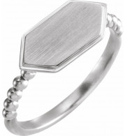 14K White 15x7 mm Geometric Signet Ring - 52058101P