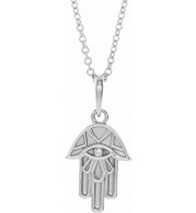 14K White Hamsa 16-18 Necklace - 86819600P
