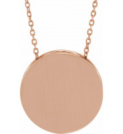 14K Rose 17 mm Scroll Disc 16-18 Necklace - 86634607P