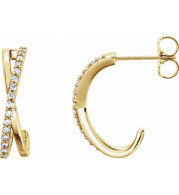 14K Yellow 1/6 CTW Diamond Criss-Cross J-Hoop Earrings - 86334601P