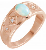 14K Rose Ethiopian Opal & .05 CTW Diamond Ring - 72105613P