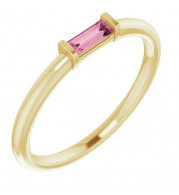 14K Yellow Pink Tourmaline Stackable Ring - 122887620P