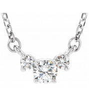14K White 1/3 CTW Diamond Three-Stone 16-18 Necklace - 86615605P