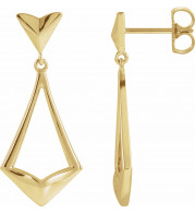 14K Yellow Geometric Dangle Earrings with Backs - 86923601P