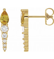 14K Yellow Citrine & 1/4 CTW Diamond Earrings - 870256028P