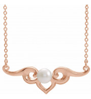 14K Rose Freshwater Cultured Pearl Bar 18 Necklace - 86940607P