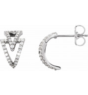 14K White 1/4 CTW Diamond Geometric Hoop Earrings - 86478605P