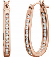 14K Rose 1/2 CTW Diamond Inside-Outside 22.5 mm Hoop Earrings - 62190277629P