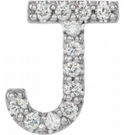14K White .05 CTW Diamond Single Initial J Earring - 867976045P