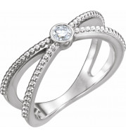 14K White 1/8 CTW Diamond Bezel-Set Beaded Ring - 123108600P