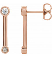 14K Rose 1/5 CTW Diamond Bezel-Set Bar Earrings - 87007602P