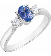 14K White Tanzanite & 1/6 CTW Diamond Ring - 61193207557P