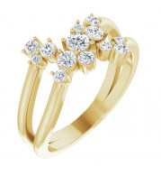 14K Yellow 1/2 CTW Diamond Cluster Bypass Ring - 123824601P