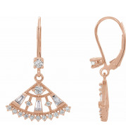 14K Rose 3/4 CTW Diamond Lever Back Fan Earrings - 86963602P