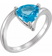 14K White Swiss Blue Topaz Ring - 71809600P