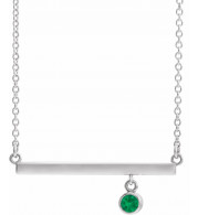 14K White Emerald Bezel-Set 18 Bar Necklace - 869056110P