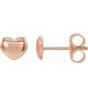 14K Rose 5.9x5.4 mm Youth Puffed Heart Earrings - 192034602P