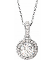 14K White 9/10 CTW Diamond 18 Necklace - 68601103P
