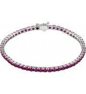 14K White Lab-Grown Ruby Line 7.25 Bracelet - 65120460001P