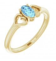 14K Yellow 5x3 mm Oval Aquamarine Youth Heart Ring - 71987618P