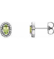 14K White Peridot & .08 CTW Diamond Earrings - 86070101P