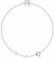 14K White .06 CTW Diamond Initial R 6-7 Bracelet - 65268960018P