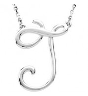 14K White Script Initial J 16 Necklace - 84635206P