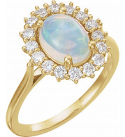 14K Yellow Ethiopian Opal & 3/8 CTW Diamond Ring - 72070609P