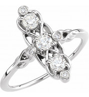 14K White 1/2 CTW Three-Stone Diamond Ring - 122212105P