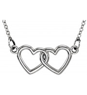14K White Tiny Poshu00ae Double Heart 16-18 Necklace - 857921002P