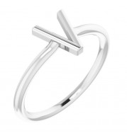 14K White Initial V Ring - 51895227P