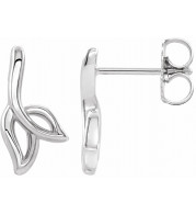 14K White Freeform Leaf Earrings - 86996600P